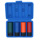 4pc 1/2" Drive Deep Colour Coded Alloy Wheel Impact Sockets 17 19 21 22mm