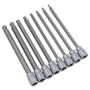3/8 Zoll Antrieb, metrisch, extra lang, Inbusschlüssel, Kugelkopf-Steckschlüsseleinsätze, 3–10 mm, 8 Stück