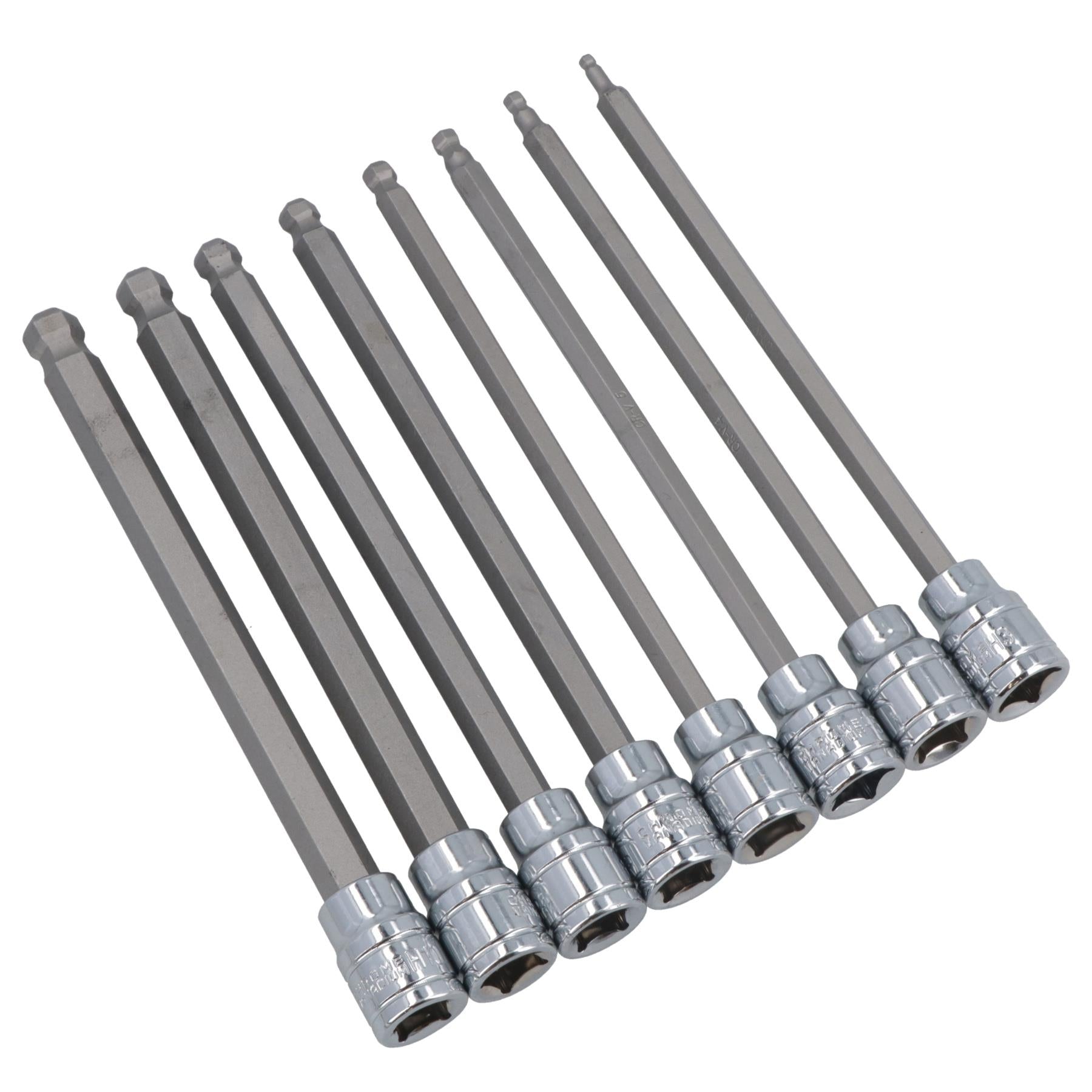3/8 Zoll Antrieb, metrisch, extra lang, Inbusschlüssel, Kugelkopf-Steckschlüsseleinsätze, 3–10 mm, 8 Stück