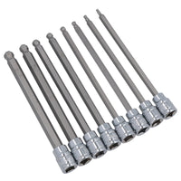 3/8 Zoll Antrieb, metrisch, extra lang, Inbusschlüssel, Kugelkopf-Steckschlüsseleinsätze, 3–10 mm, 8 Stück