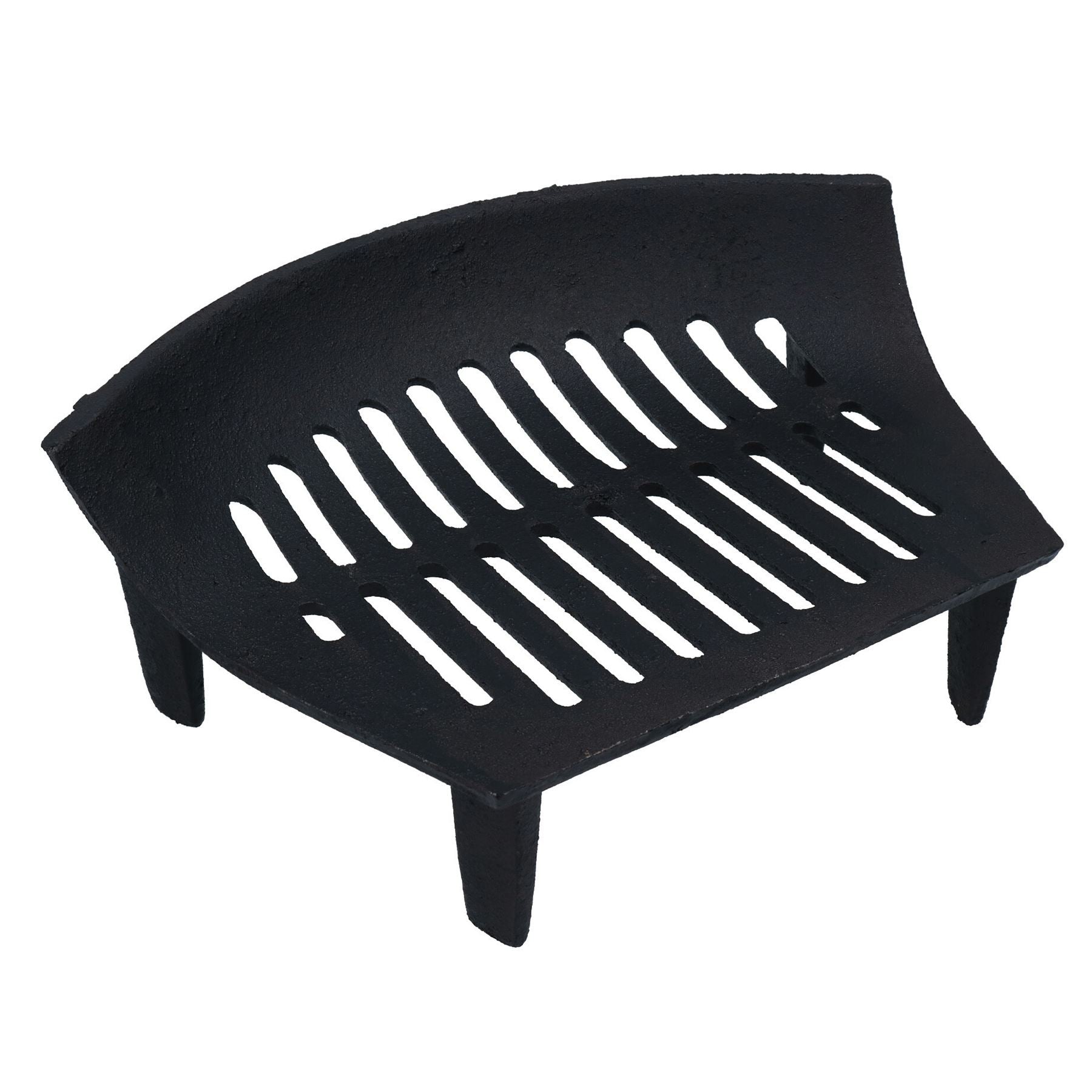 Grille de foyer de 12 po pour bûches de charbon en fonte de cheminée de 14 po, panier avant ouvert noir