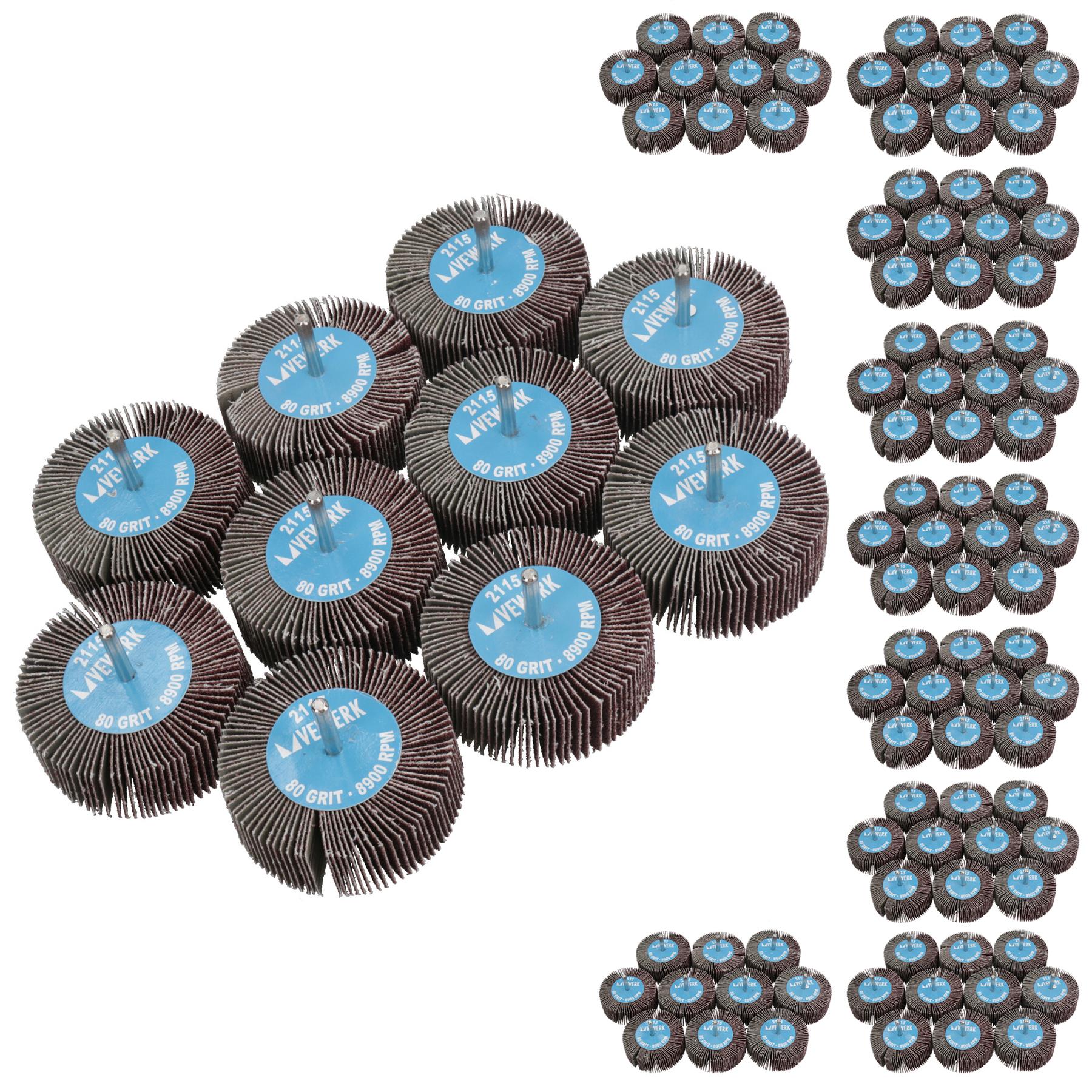 80 Grit 80mm Flap Wheel Disc Abrasive Sanding Pads For Drills Grinders 6mm Shank