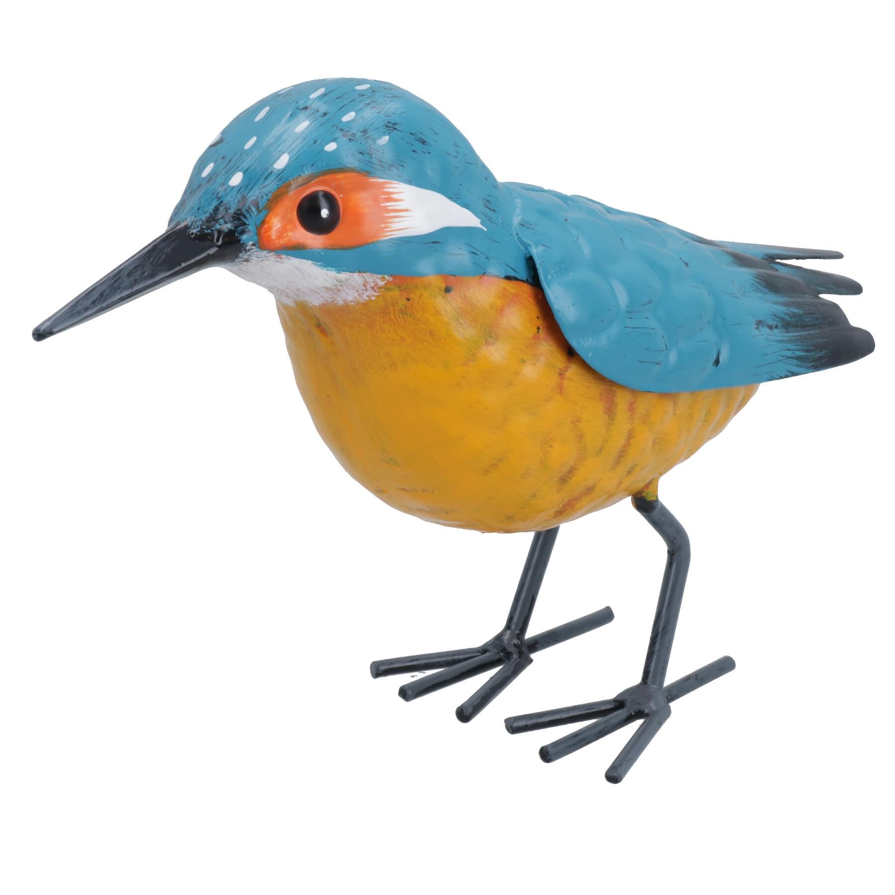 Hand Painted Metal Kingfisher Garden Ornament Sculpture Gift 8.5x12x20cm