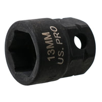 13mm Metric Stubby 3/8" Drive Shallow Impact Socket Hex Shank 25mm Depth