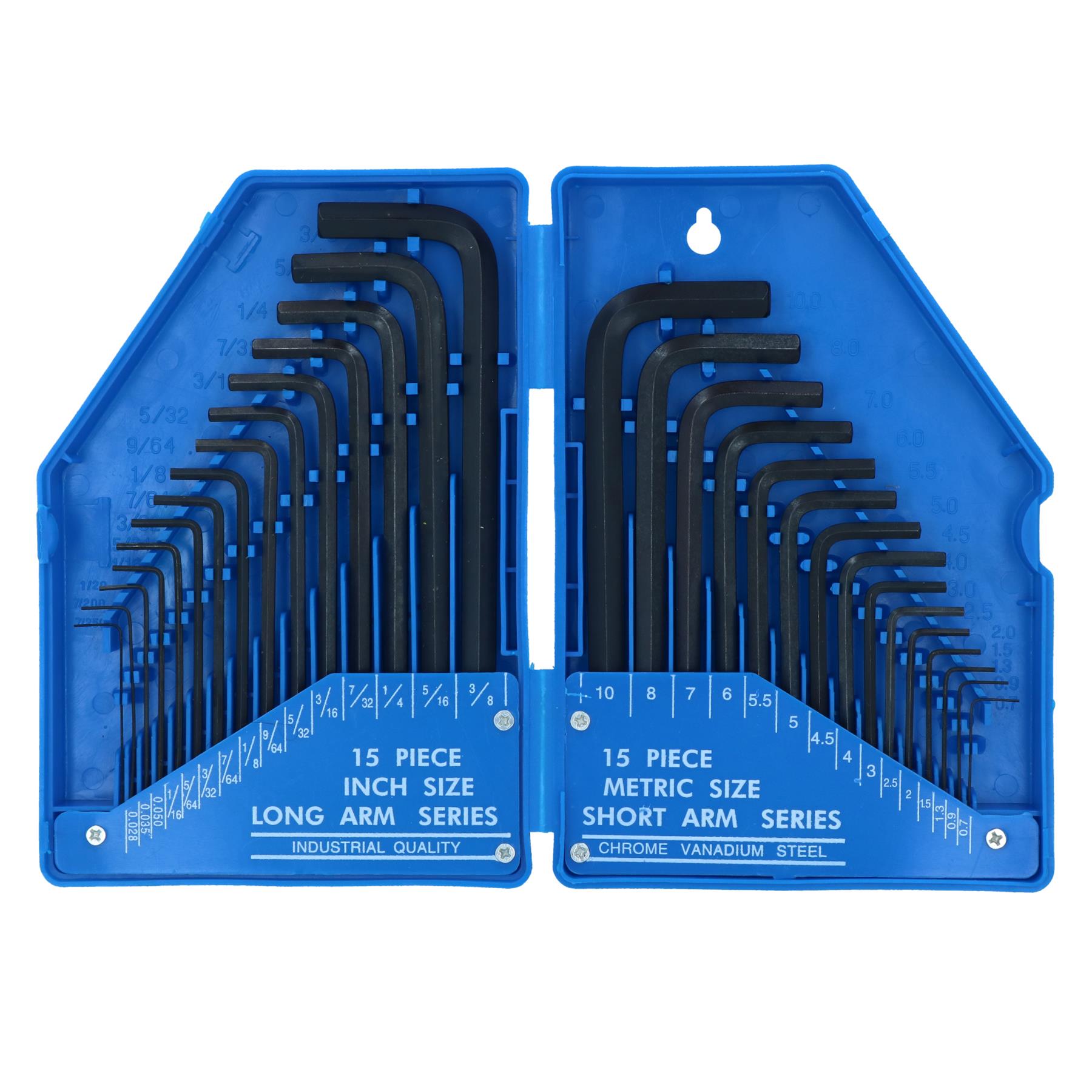 30-tlg. metrische und imperiale AF SAE-Inbusschlüssel 0,7 mm – 10 mm / 0,028 -3/8