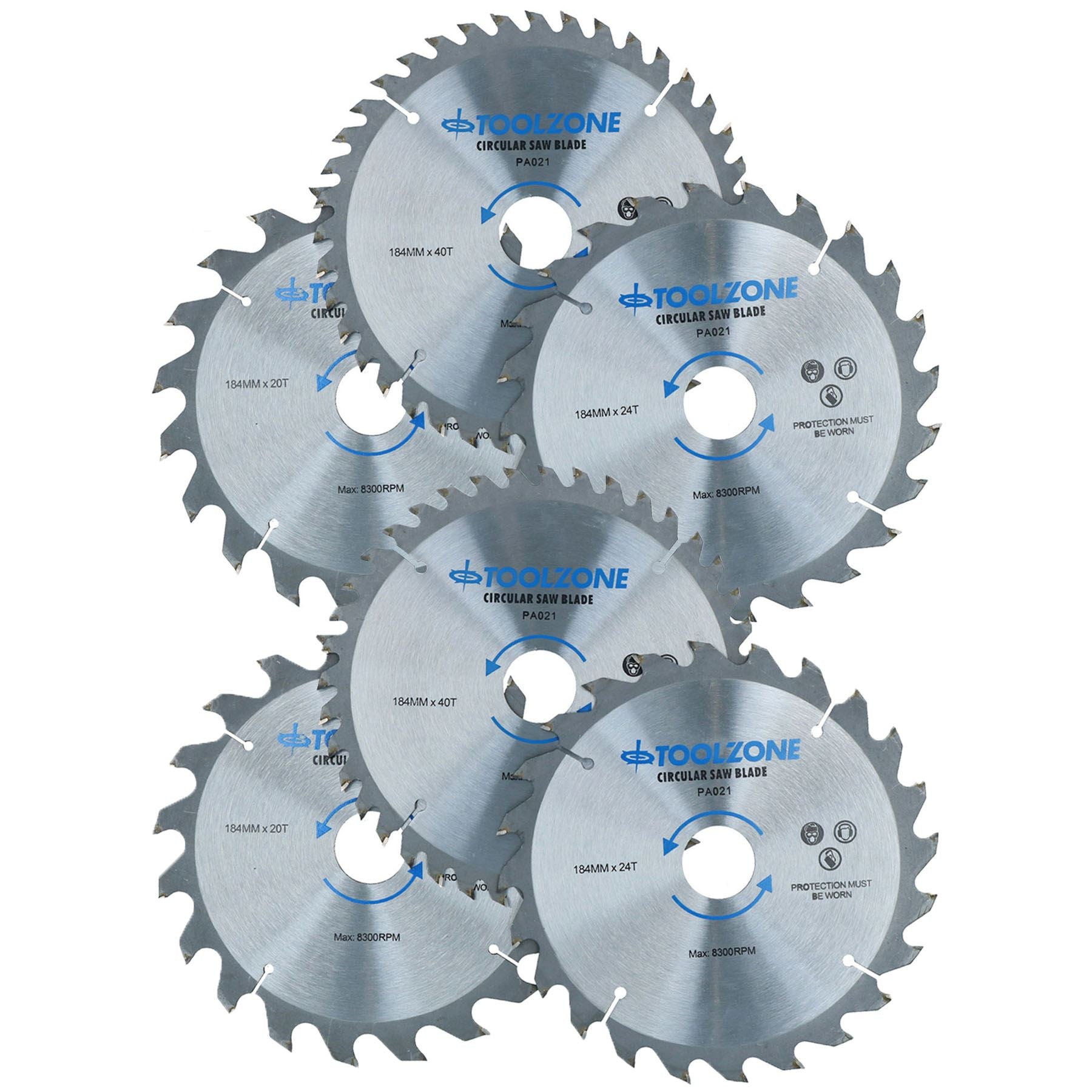 184mm TCT Circular Saw Blades Coarse – Fine 20 24 40 Teeth + Adaptor Rings