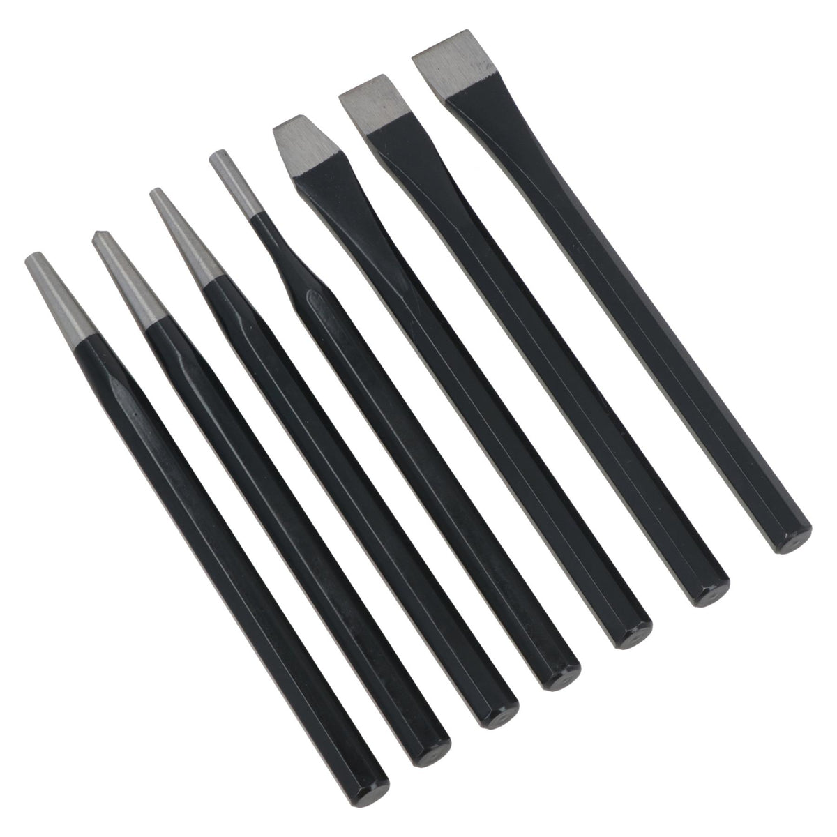 7pc Punch And Chisel Set With Taper Pin Cold Chisels + Centre Punch