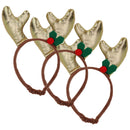 3PKDog Humorous Novelty Christmas Gold Antler Headband Small Xmas Gift