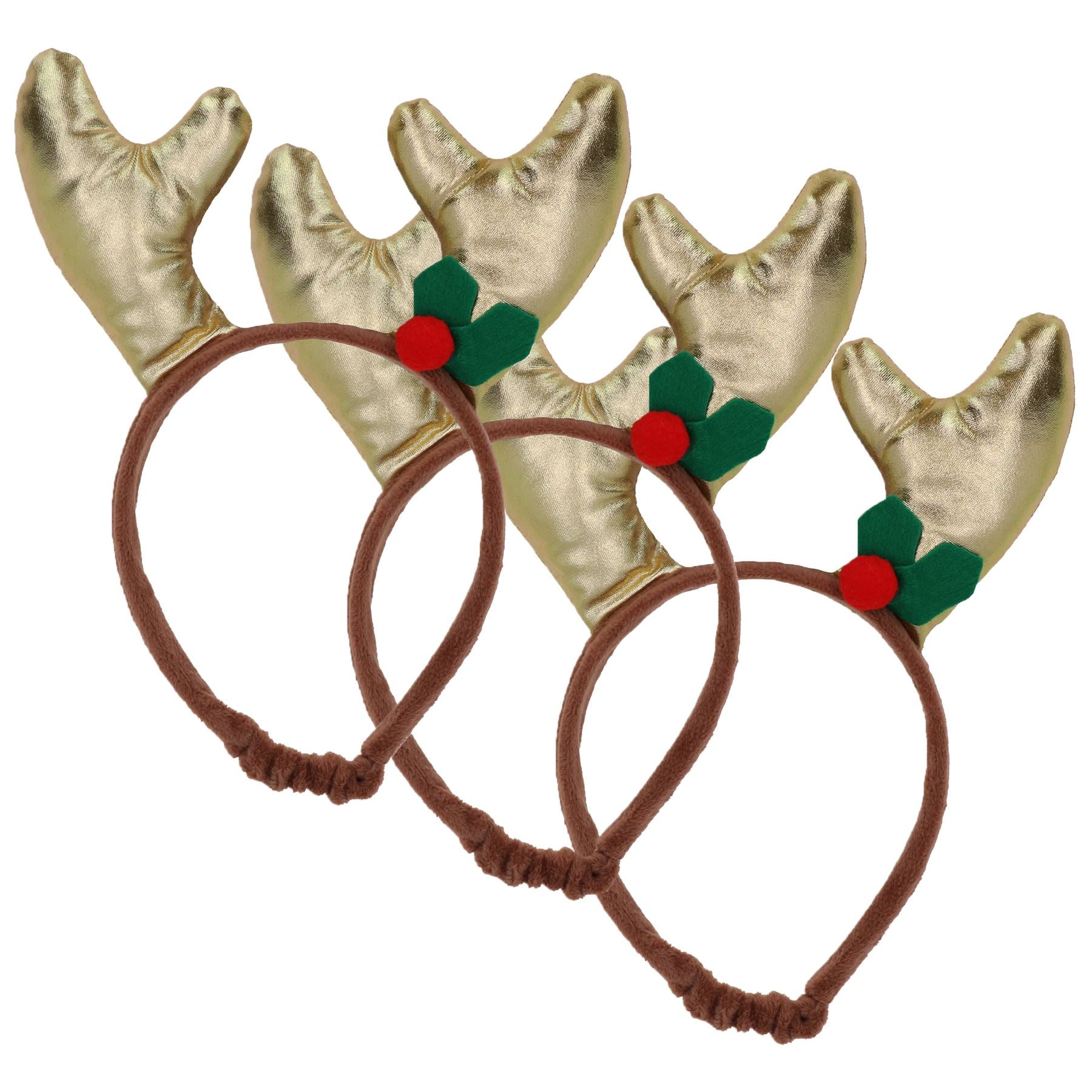 3PKDog Humorous Novelty Christmas Gold Antler Headband Small Xmas Gift