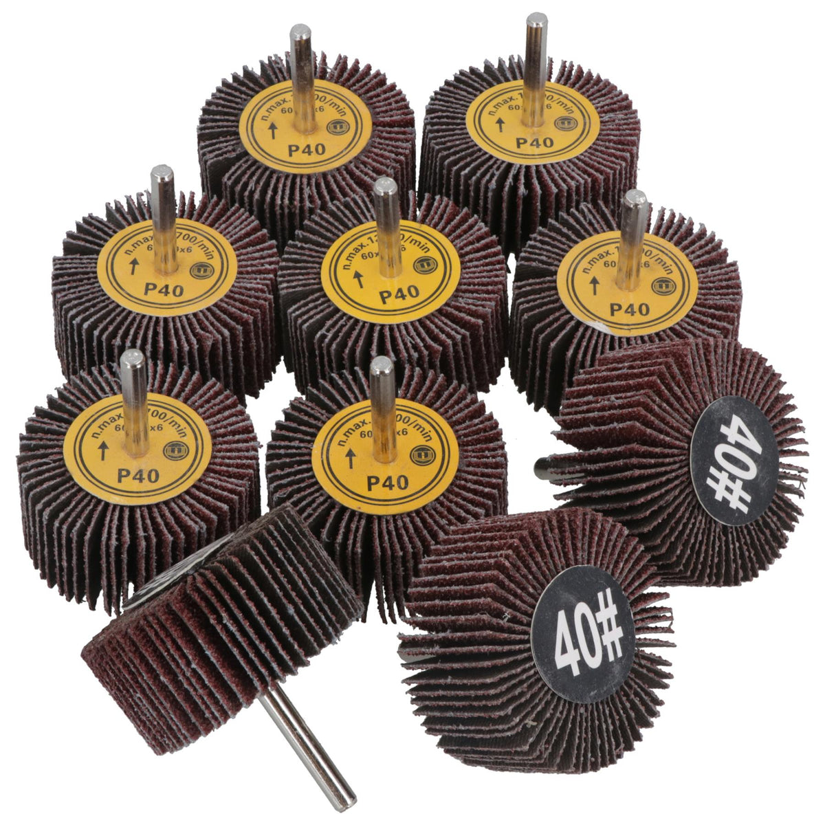 60mm 40 Grit Abrasive Flap Wheel Discs Sanding Rust Removal 6mm Shank