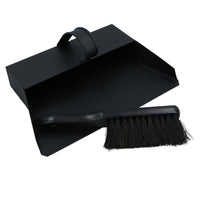 Black Hooded Bannister Dustpan and Brush Ash Carrier Fire Place Log Burner