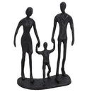 Family of 3 Holding Hands Silhouette Figurine Statue House Decor Ornament Metal