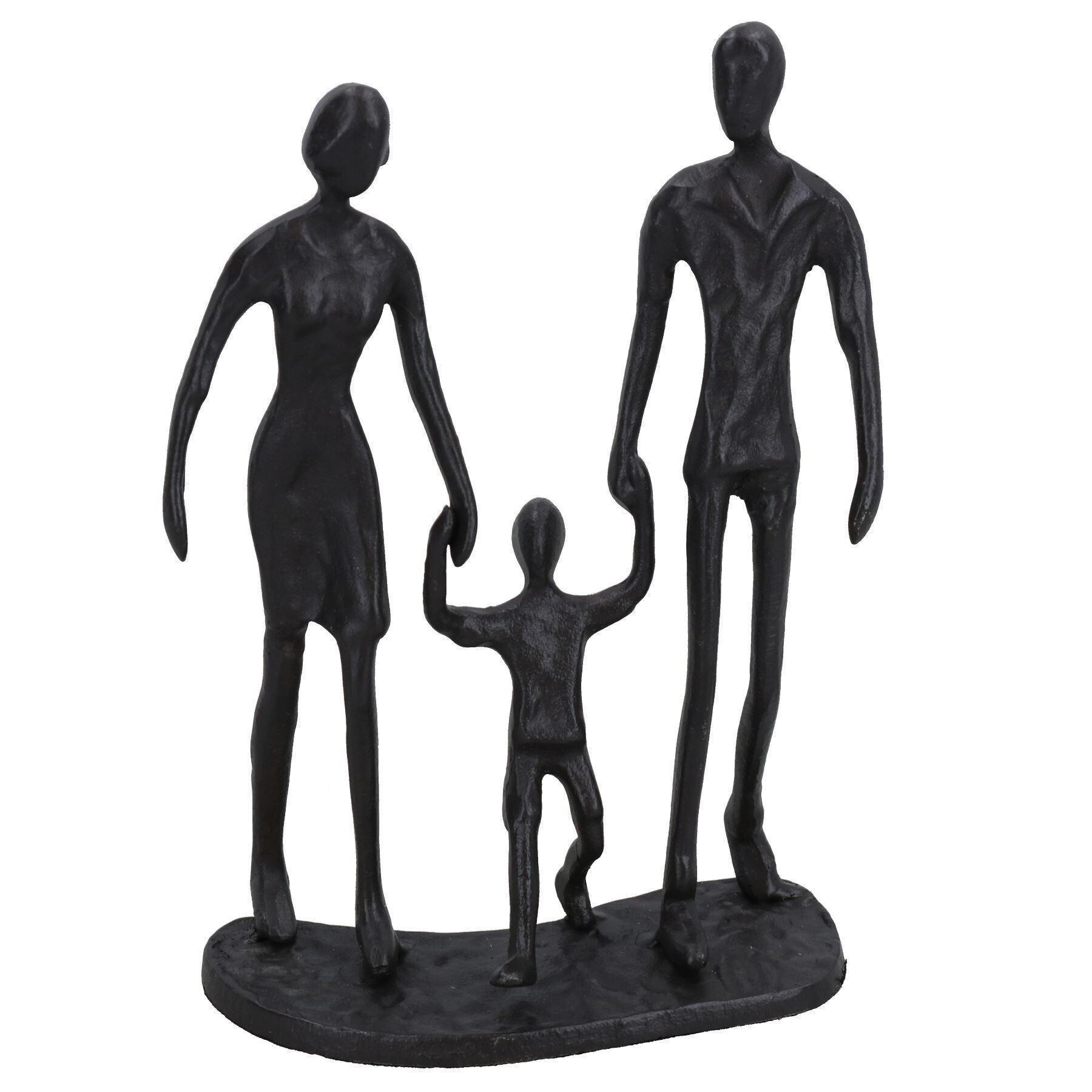 Familie von 3 halten Hände Silhouette Figur Statue Haus Dekor Ornament Metall