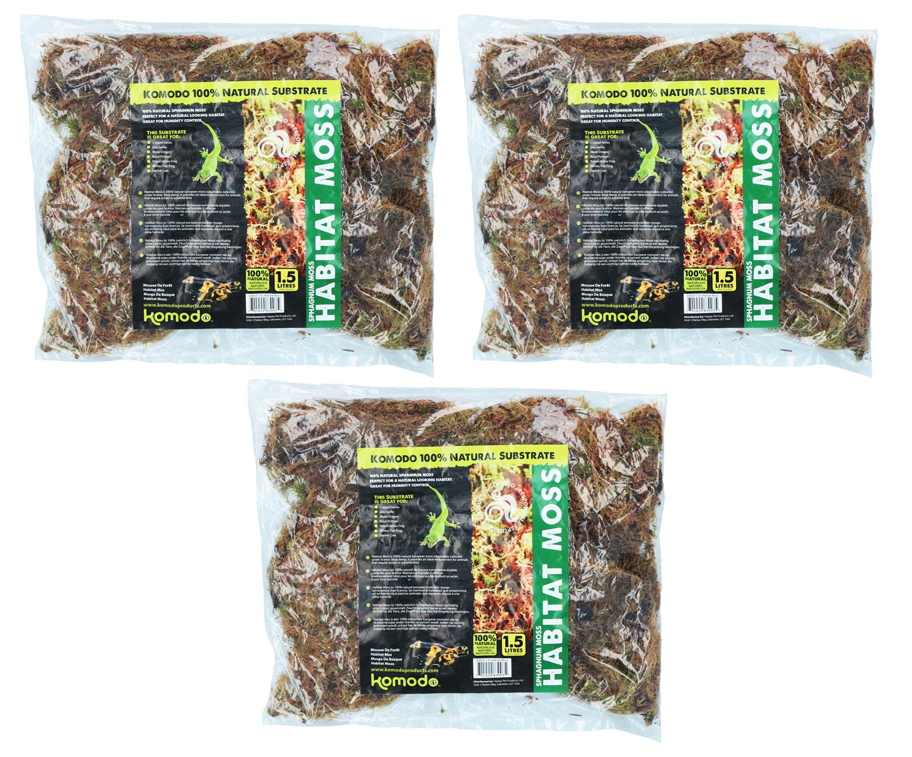 Substrat naturel en mousse d'habitat de 1,5 L pour reptiles, grenouilles, serpents, geckos