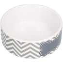 2 Small Chevron Grey Puppy Small Dog Feeding Food Water Bowl 13cm/400ml