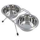 Double Diner Pet Bowl + Stand Stainless Steel Construction For Dog Food Water