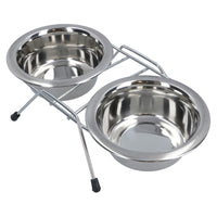 Double Diner Pet Bowl + Stand Stainless Steel Construction For Dog Food Water