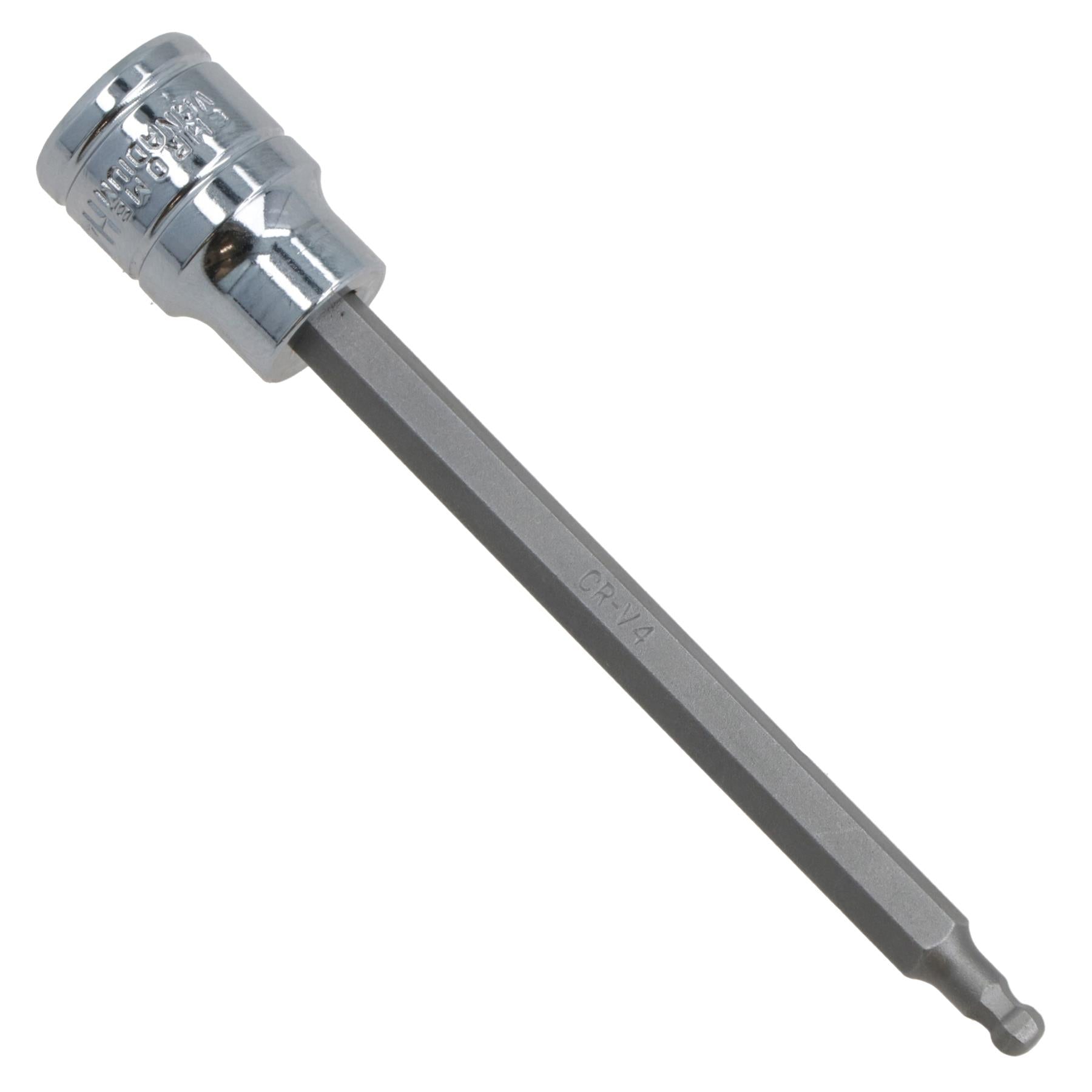 4mm 3/8" Drive Long Ball Ended Hex Allen Key Socket Bit 85mm Deep Reach CR-V