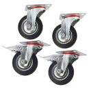 4" (100mm) Rubber Swivel and Swivel With Brake Castor Wheel (4Pack) CST04_05