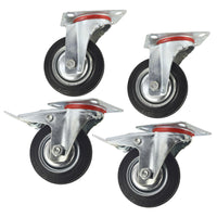 4" (100mm) Rubber Swivel and Swivel With Brake Castor Wheel (4Pack) CST04_05