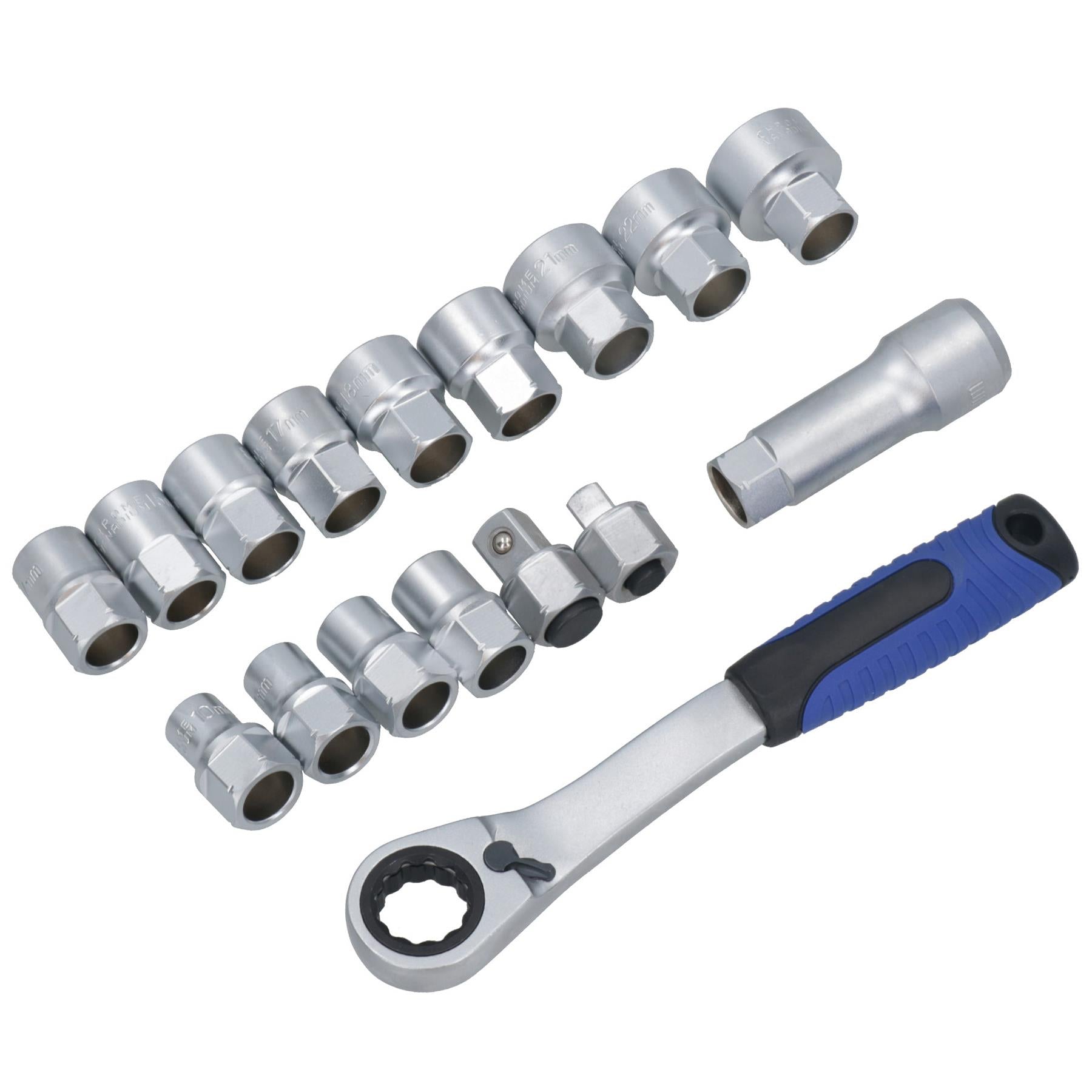 3/8in and 1/2in Drive Go Through Go-Thru Metric Socket Set 10 – 24mm 17pc
