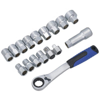 3/8in and 1/2in Drive Go Through Go-Thru Metric Socket Set 10 – 24mm 17pc