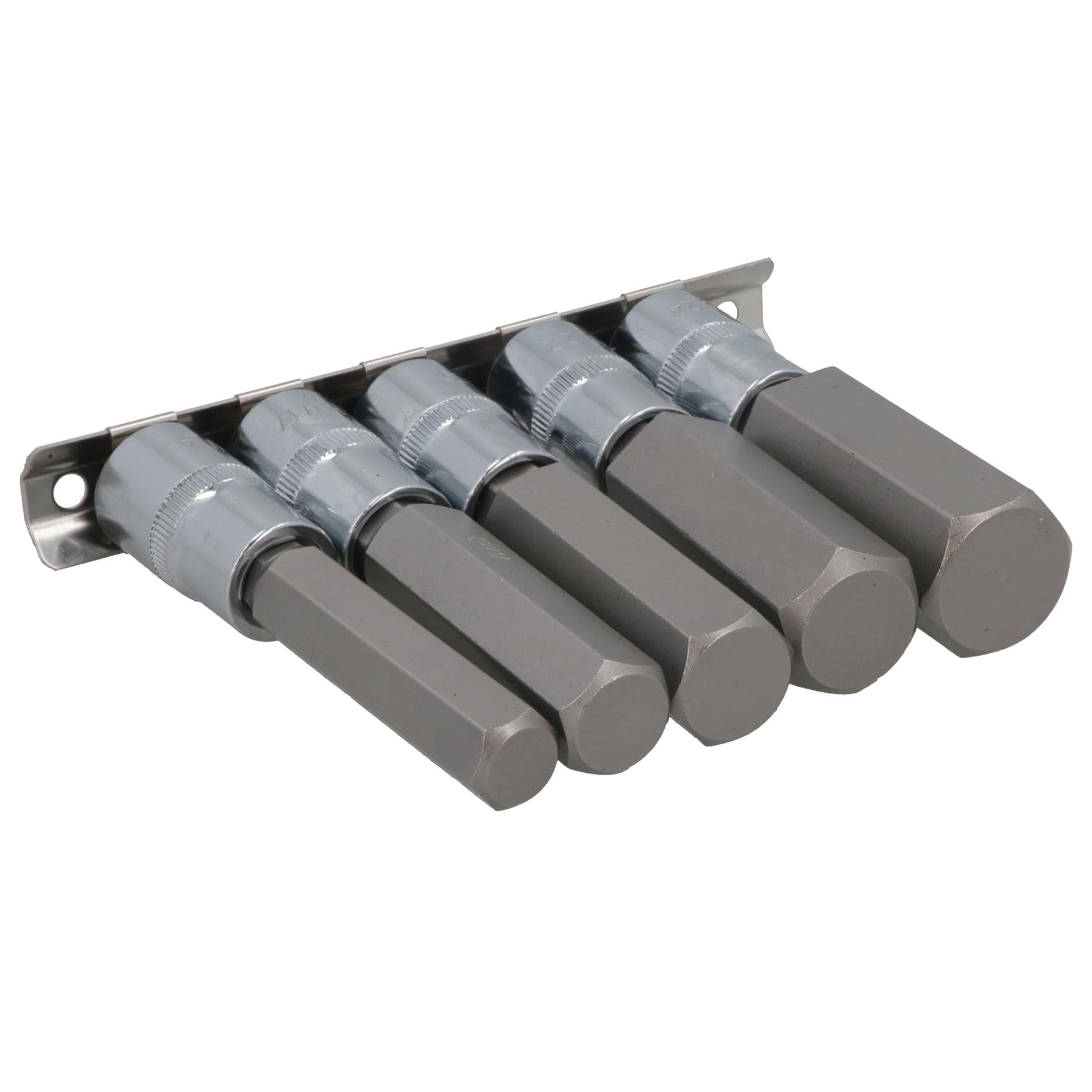 5-teiliger 1/2-Zoll-Antrieb, 14–24 mm, Sechskant-Bit-Steckschlüsselsatz, 100 mm lang, tiefe Reichweite auf Schiene, CrV