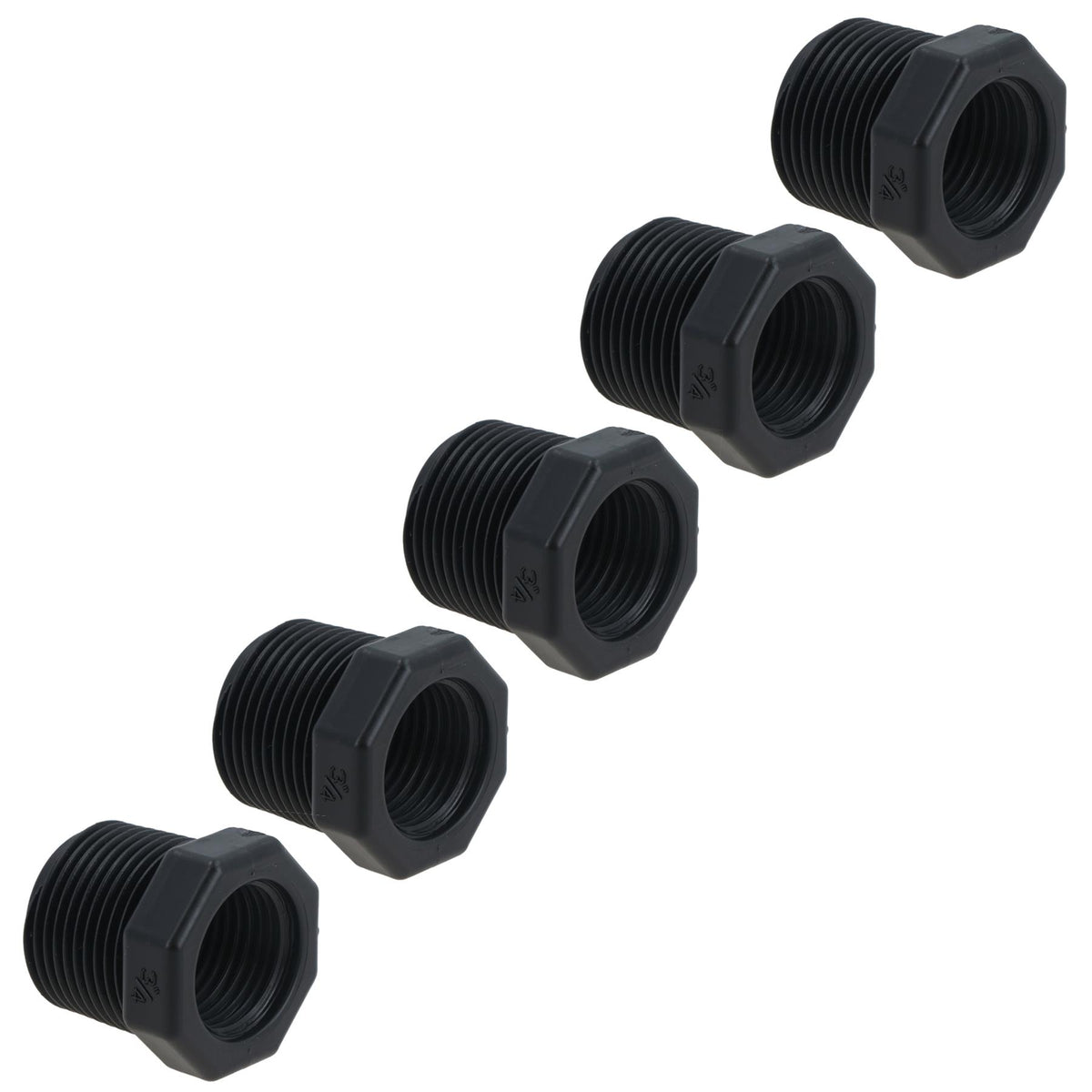 Polypropylene PP 3/4in – 1/2in Female – Male Pipe Threaded Reducing Bush