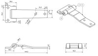 Robuste 145 mm Riemenscharnier-Schließfachtürluke, verzinkt, 4 mm dick