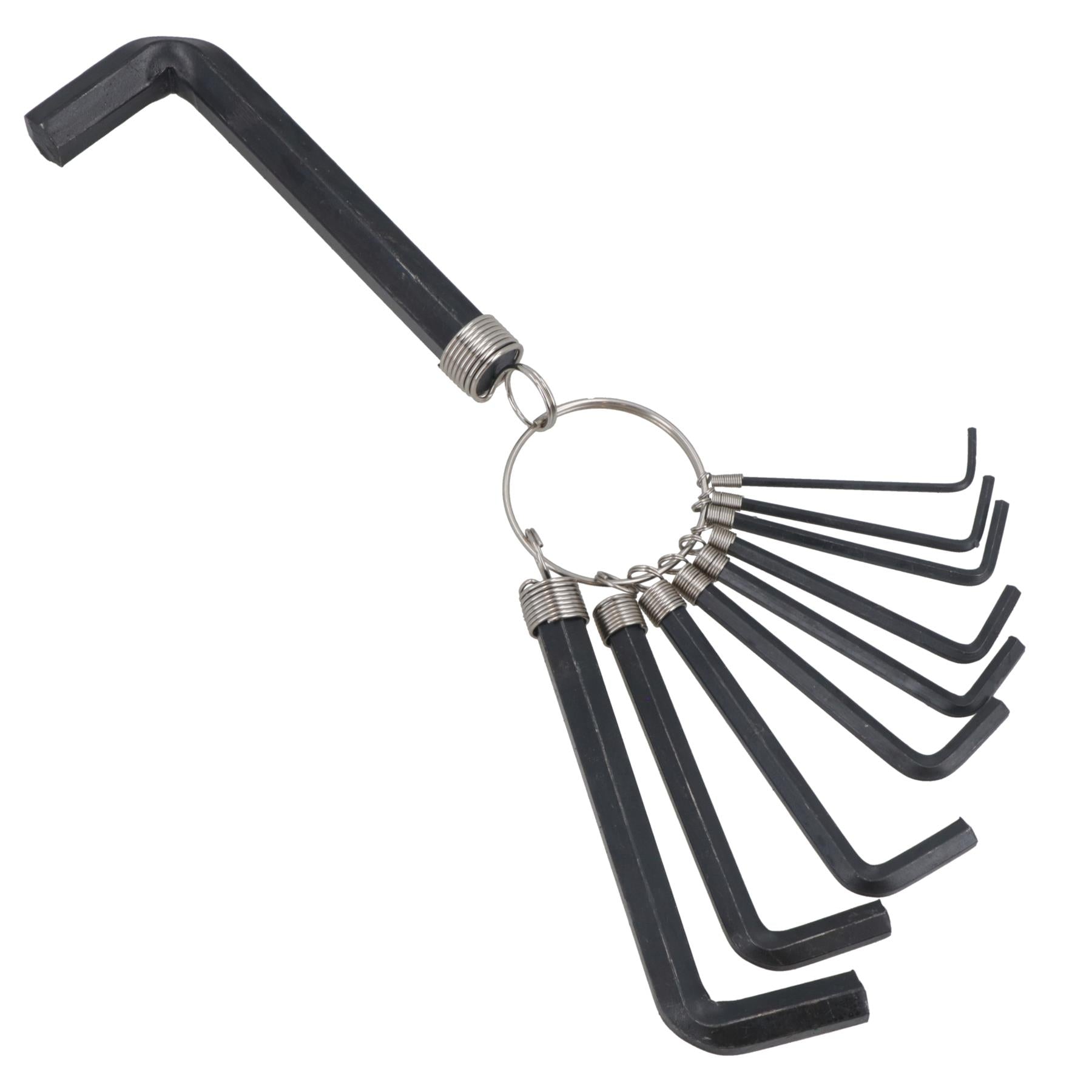 Metric Allen Hex Hexagon Key Wrench Set On A Key Ring 1.5mm - 10mm 10pc