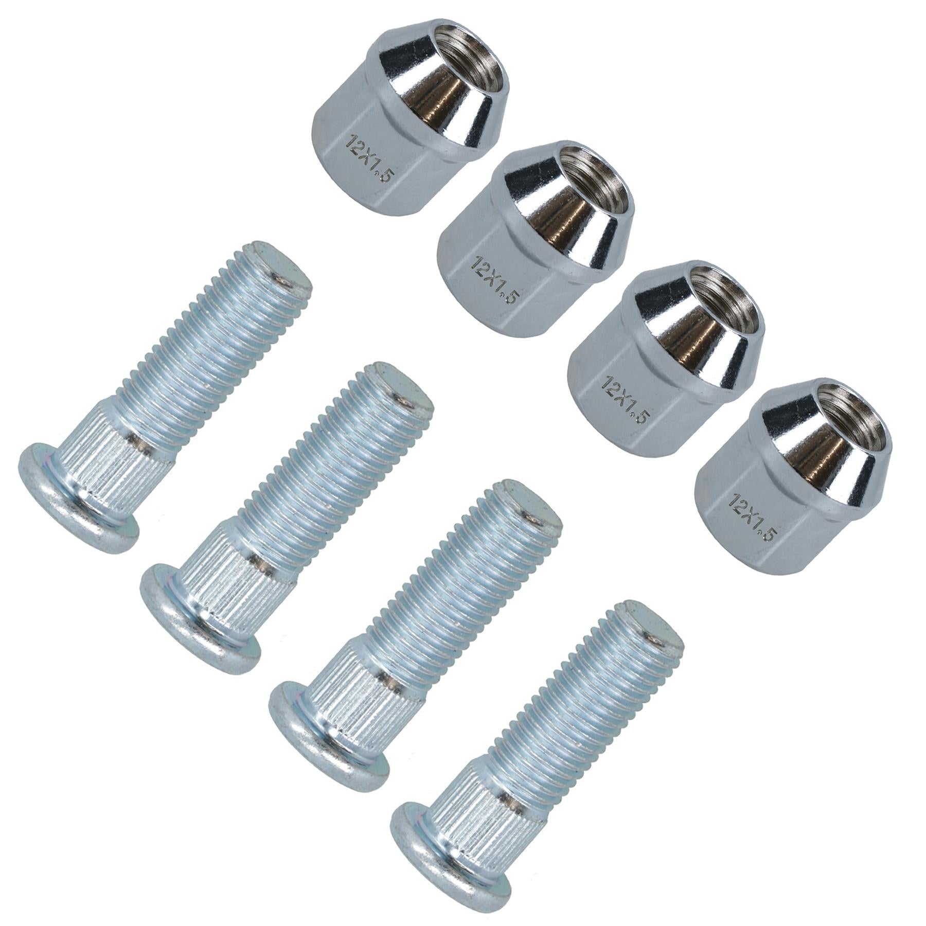 Pack of 4 M12 x 1.5 Wheel Studs And Nuts For 100mm PCD Trailer Hubs