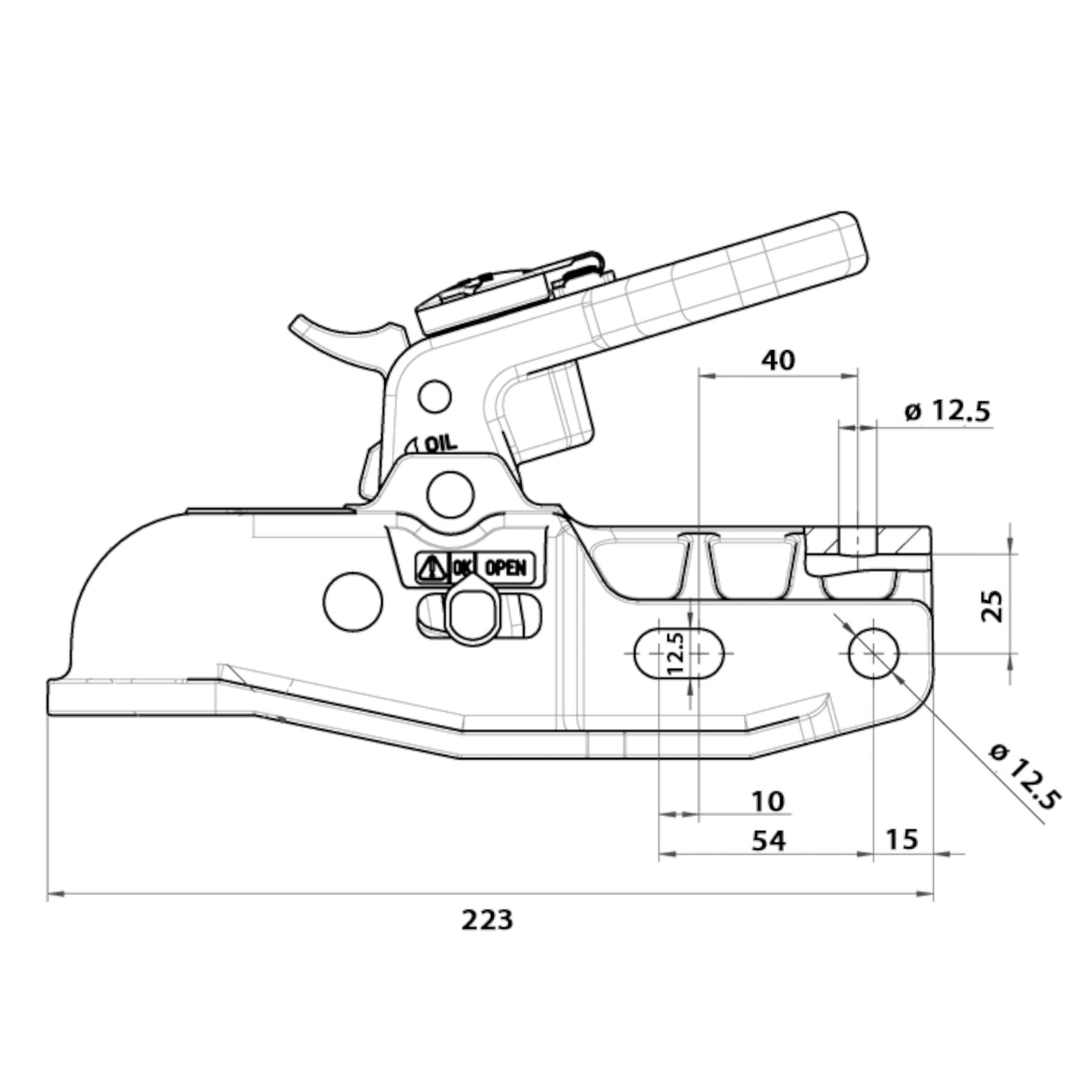 Tête d'attelage de remorque freinée universelle 34 mm 40 mm 45 mm 50 mm Barre d'attelage