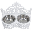 Dog Puppy Cat Feeding Food Bowls Dishes Stainless Steel / Cast Iron Stand