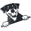 Black Metal Peeking Rottweiler Silhouette with Fixing Plate Garden Ornament Gift