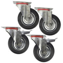 6" (150mm) Rubber Swivel and Swivel With Brake Castor Wheel (4 Pack) CST010_011