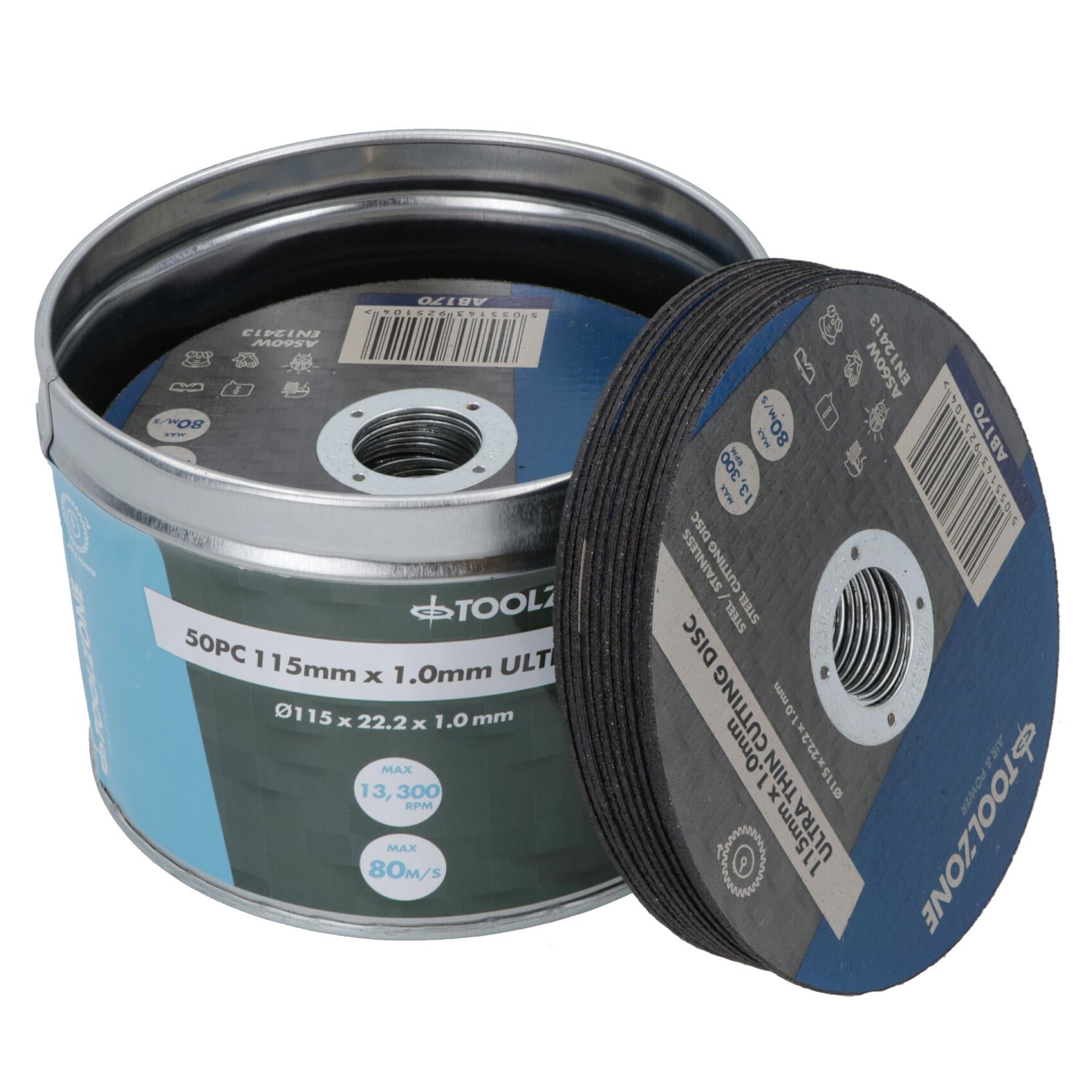 Ultra Thin Cutting Discs 115mm (4.5in) x 1.0mm for Stainless Steel Metal 50pc