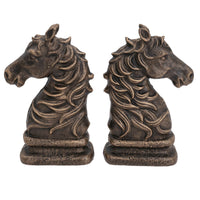 Horse Head Bust Bookends Ornament Figurine Cast Iron Book Ends Stand Holder