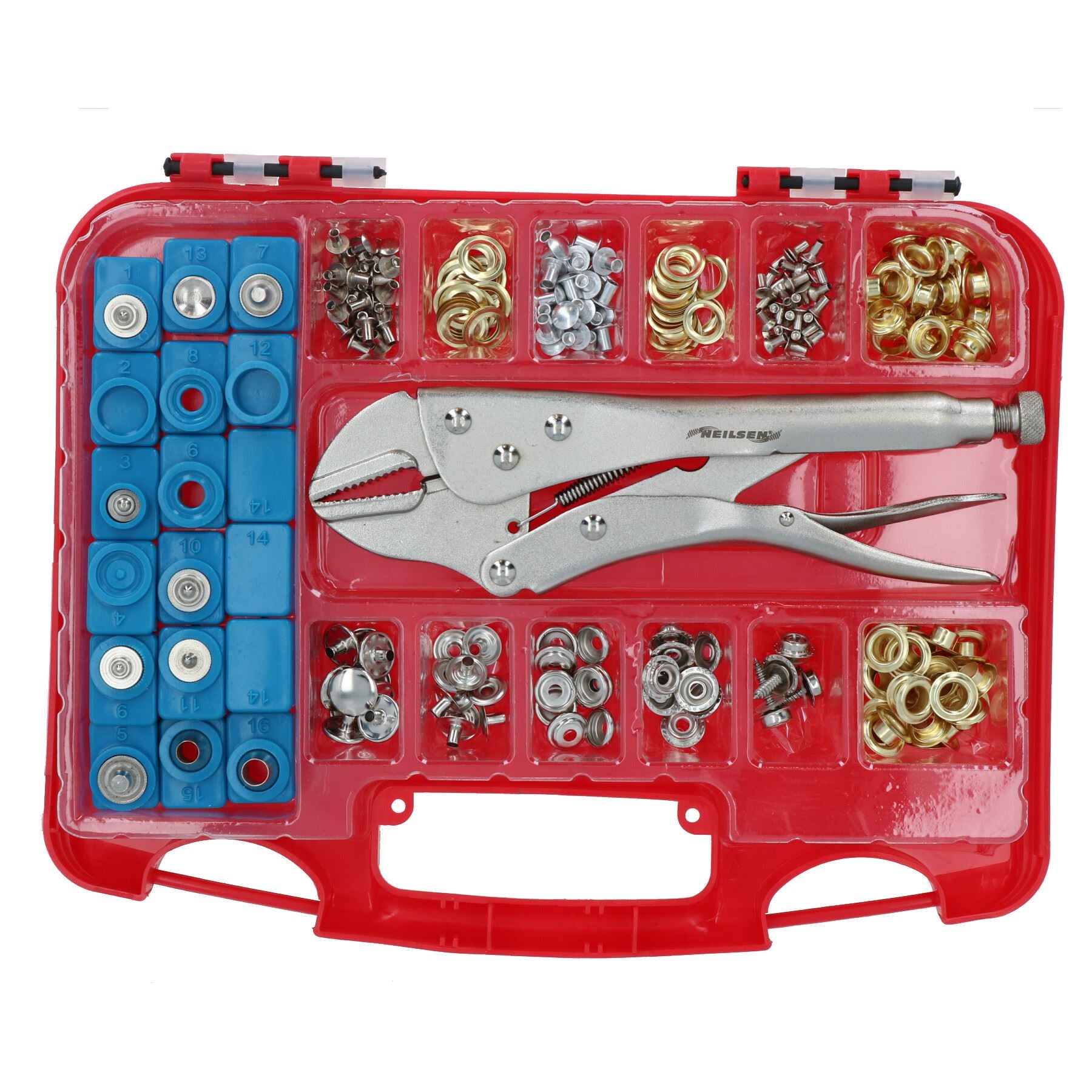 Fastenpro Riveter Kit Eyelets And Snap Ring Fastener Assortment Kit Punching + Riveting Set ...