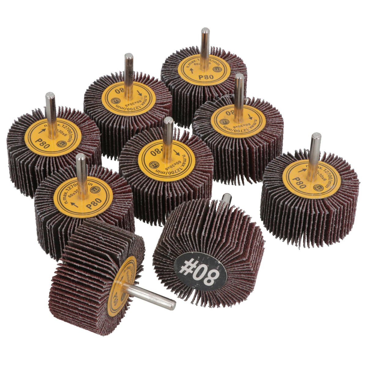 60mm 80 Grit Abrasive Flap Wheel Discs Sanding Rust Removal 6mm Shank