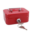 4.5” Petty Cash Box Money Coin Tin Deposit Security Kids Money Box 2 Keys Red