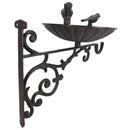 Wall Mount Bird Bath Cast Iron Feeder Ornament Garden Feature Statue Fence