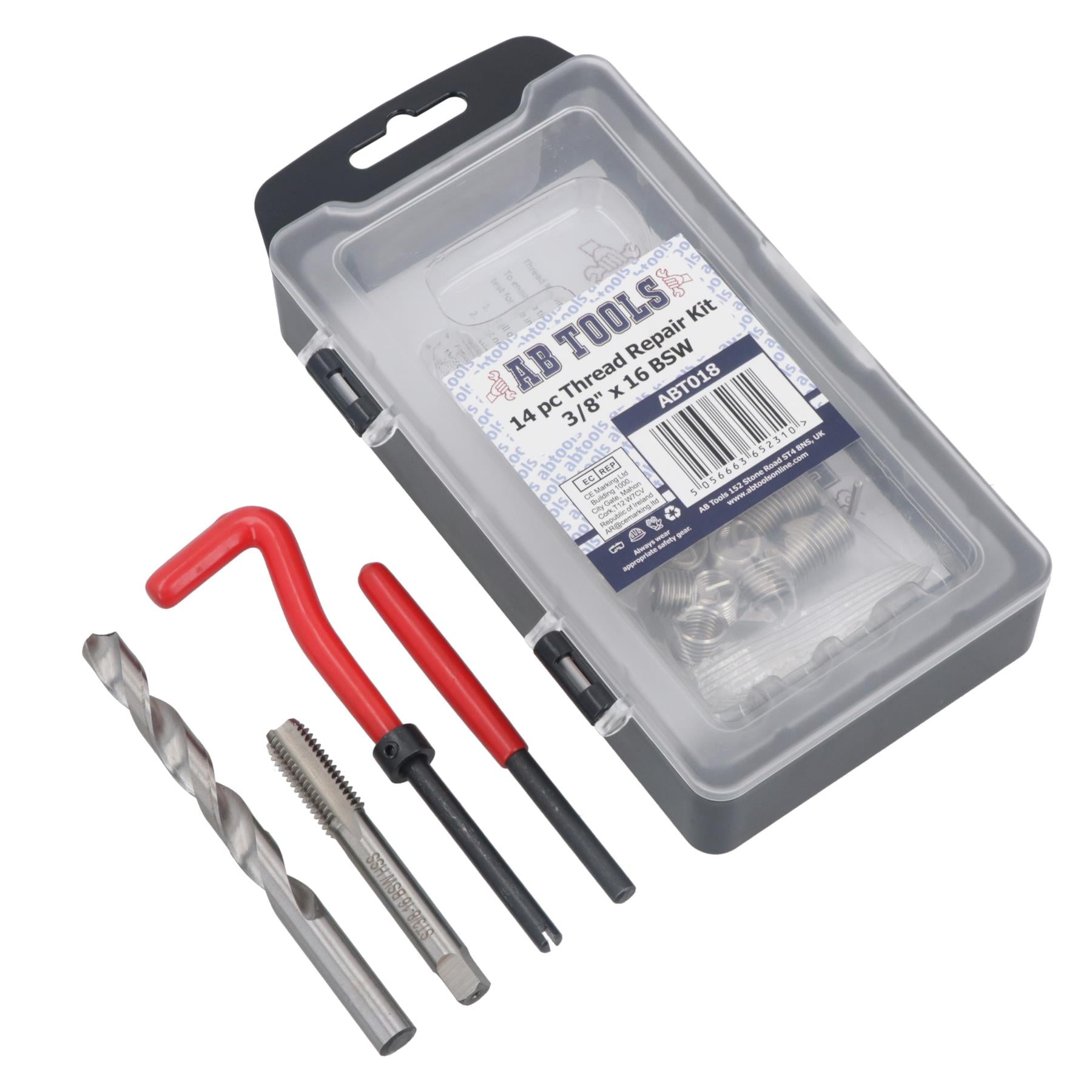 3/8” x 16 BSW Thread Repair Cutter Kit Helicoil Set for Damaged Threads 14pc