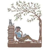 Girl Reading Wall Art Metal Silhouette Garden Home Fence Decoration House
