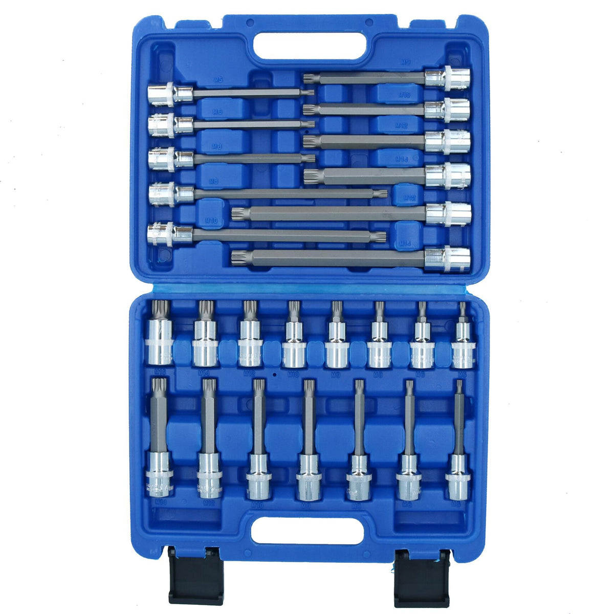 Douilles cannelées mâles 1/2" peu profondes et profondes M5 - M16, lot de 25 pièces