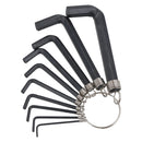 Metric Allen Hex Hexagon Key Wrench Set On A Key Ring 1.5mm - 10mm 10pc