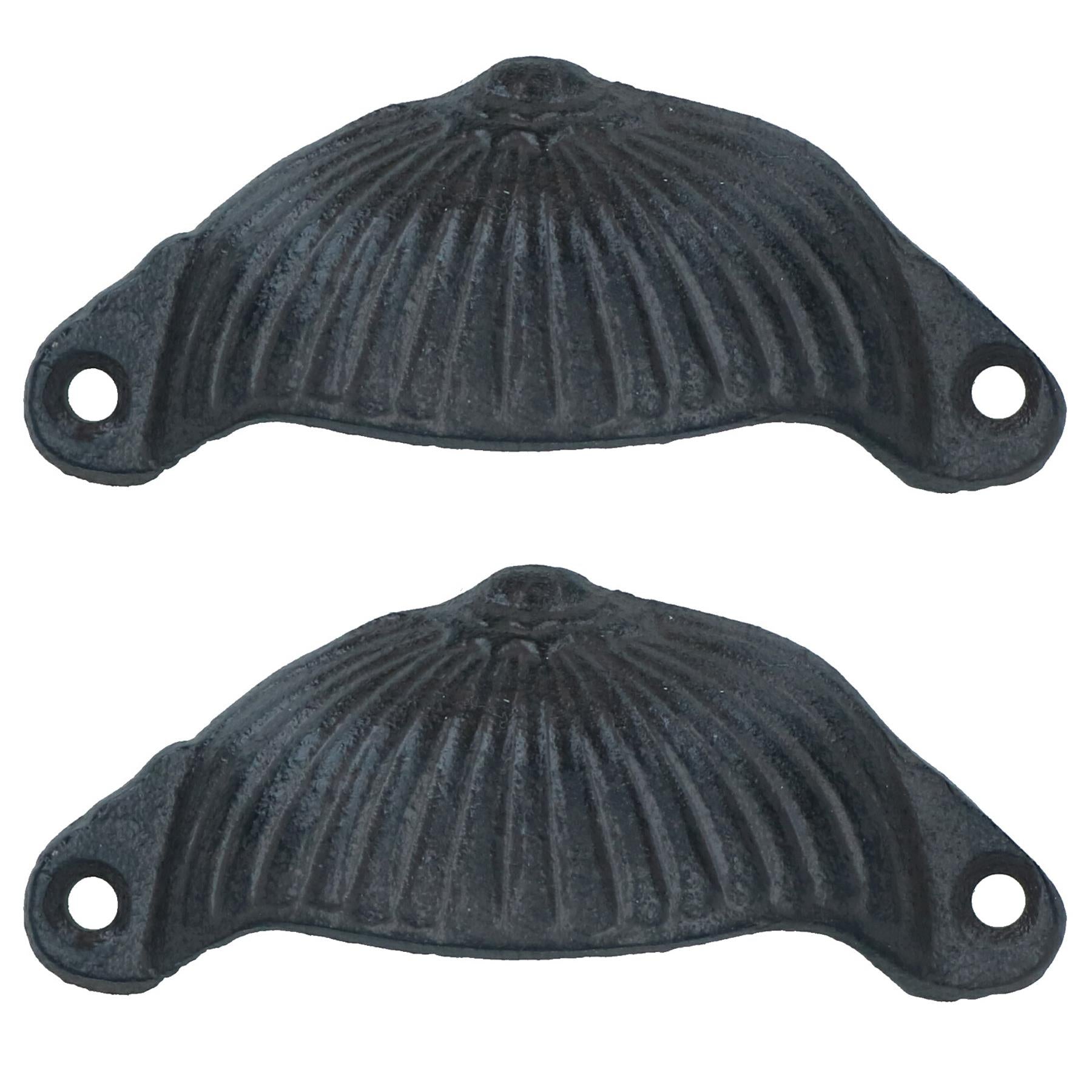 Furniture Door Pull Handle Cast Iron Cupboard Drawer Chest Shell Cup Clam