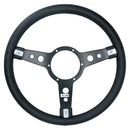 15" Traditional Classic Car Steering Wheel Black Vinyl 3 Spoke Centre 6 Hole