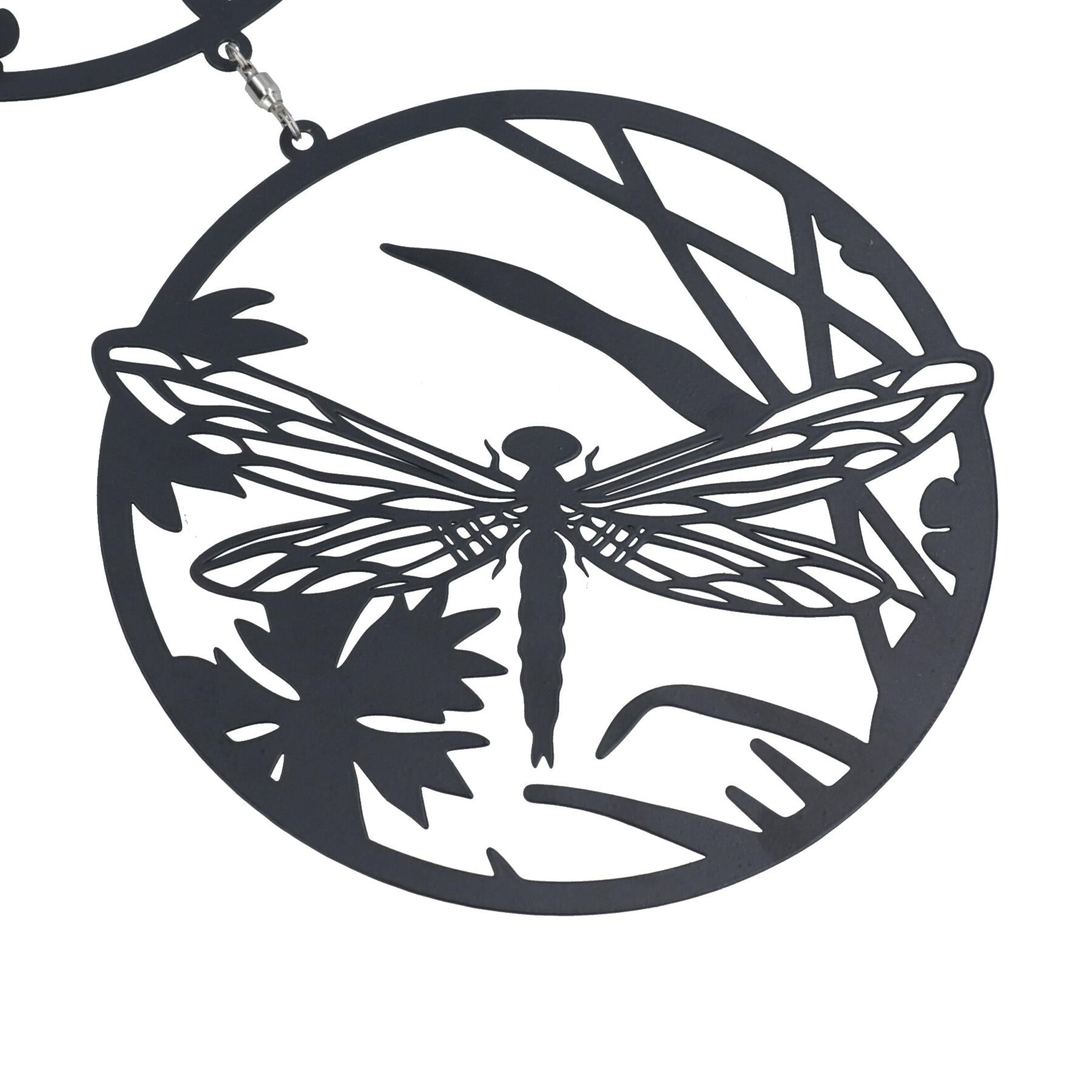 Hanging Black Butterfly, Bee & Dragonfly Silhouette Trio Spinner Garden Decor