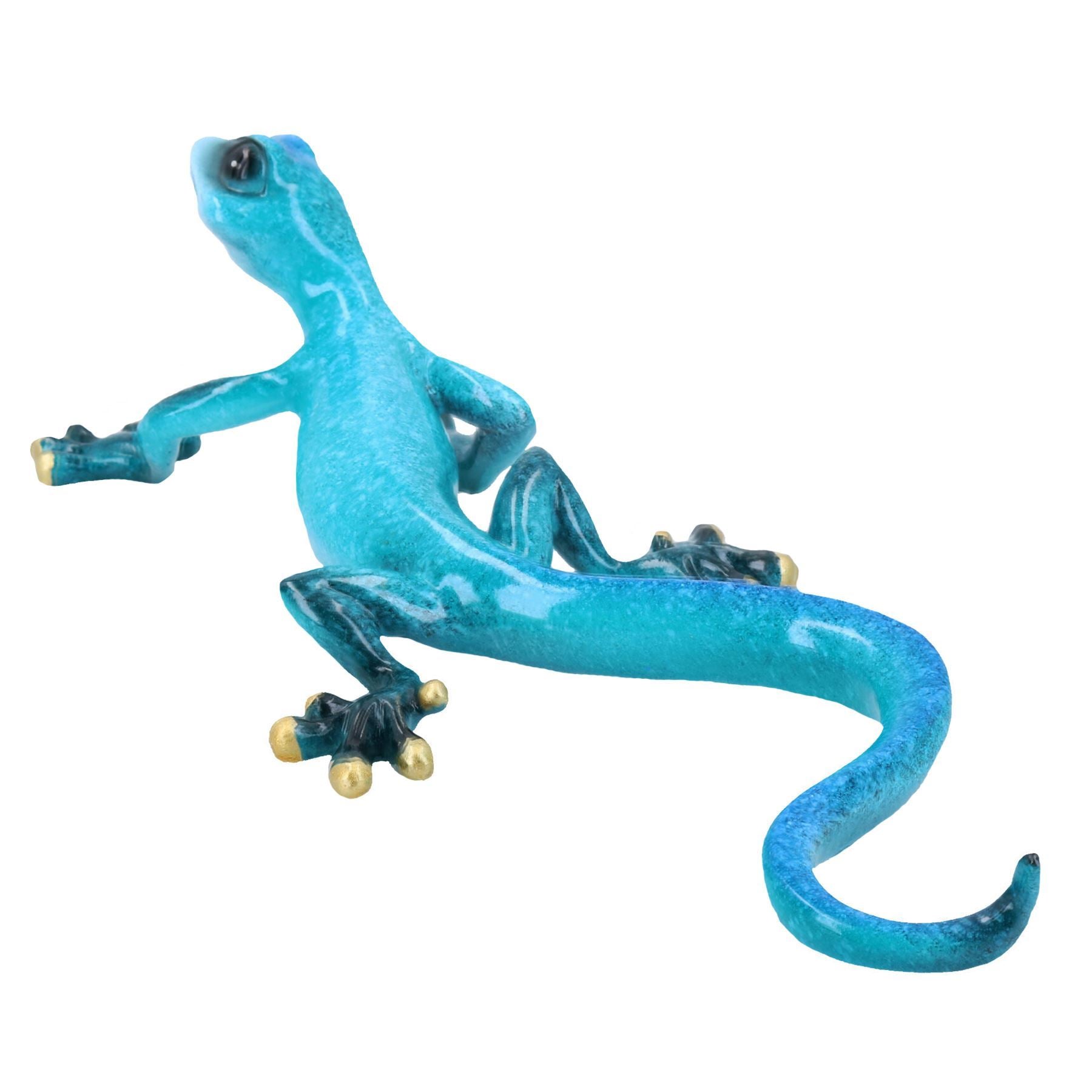 Blue Speckled Gecko Lizard Resin Wall Shed Sculpture House Statue Full Set