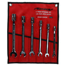 6pc Metric Flexi Headed Socket Open Ended Wrench Spanner Set 10mm - 19mm